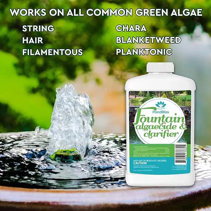 Algaecide for Fountains – Clarify and Controls Algae for Large and Small Fountain (8 oz) by GreenHaven Gardens