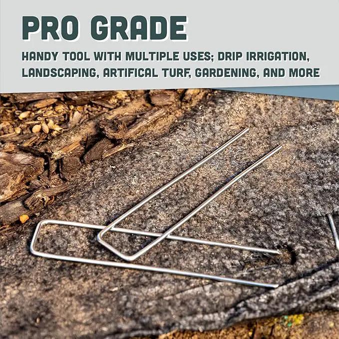 Squirrel Products U Shape Garden Stakes Metal, 6 Inch Landscaping Staples, 11 Gauge Stakes for Landscaping Fabric, 2.9mm 15x2.5x15cm – 50 Pack by GreenHaven Gardens