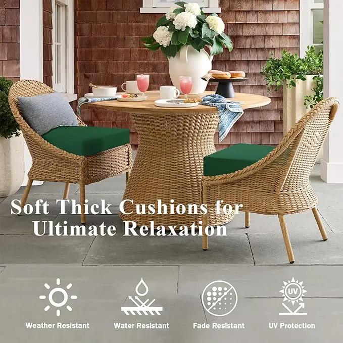 Outdoor Chair Cushions Set of 2, Waterproof Foam Patio Seat Cushions with Ties for Garden Sofa & Dining Furniture, 3-Year Color Fastness, 18x18x3 Inch, Green by GreenHaven Gardens