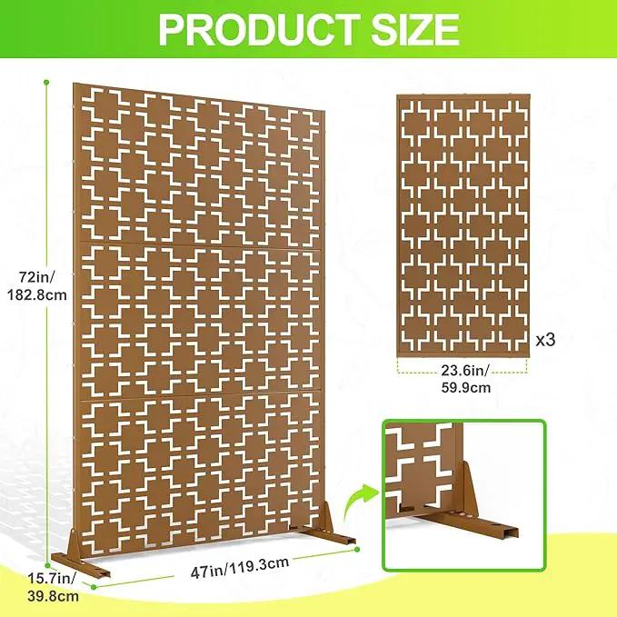 Outdoor Privacy Screen,72" H×47" W Metal Privacy Screen, Freestanding Privacy Fence Panels for Patio by GreenHaven Gardens