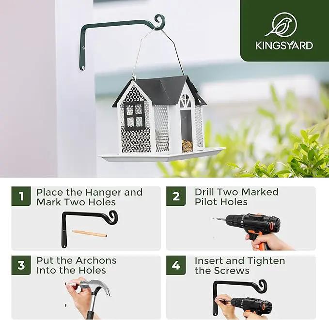 Kingsyard 2-Pack Wall Plant Hanger Outdoor - Heavy Duty Metal Hanging Bracket Hooks for Hanging Plant Bird Feeders Lanterns Wind Chimes Outdoor & Indoor, 6-Inch/Green by GreenHaven Gardens