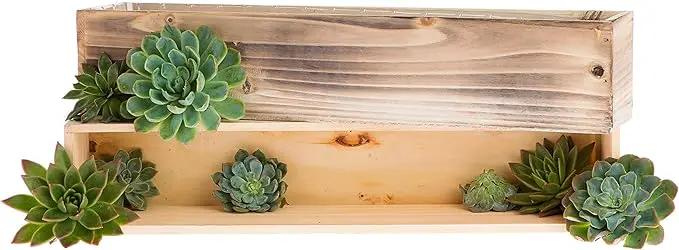 20" Rectangular Rustic Wood Planter with Plastic Liner l Rose Wood l Country Style, Home and Wedding Decorations, Garden Ornaments (20x4 Set of 2, Rose Wood) by GreenHaven Gardens