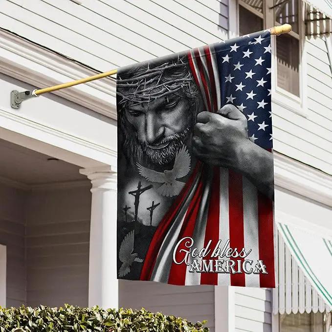 FLAGWIX Christian American Flag, God Bless America Flag - 4th of July, Independence Day Decorations for Home, Garden, 30x40 House Flag - USA Flags Premium Polyester, Decorative Indoor Outdoor Flag by GreenHaven Gardens