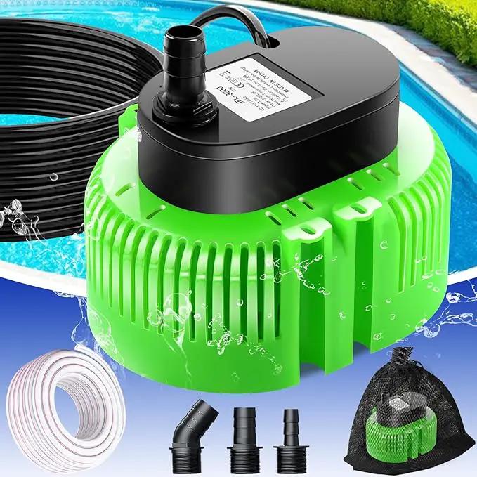 Pool Cover Pump above Ground-Submersible Sump Pump Swimming Water Removal Pumps, Sump Pump for Pool Draining with 16ft Drainage Hose & 25 ft Extra Long Power Cord,850 GPH,3 Adapters-Green by GreenHaven Gardens