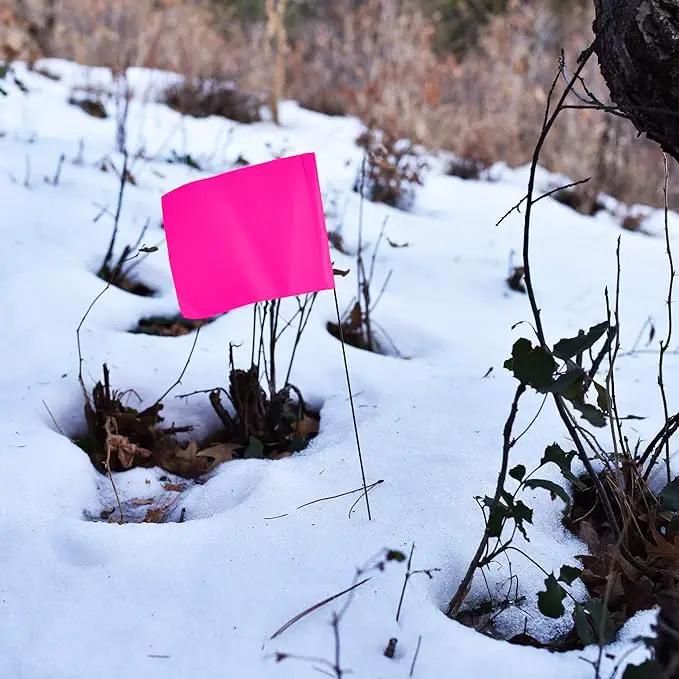 Pink Marking Flags 1000 Pack - 4x5x15 Inch Pink Flags for Yard - Markers For Lawn, Irrigation, Landscaping, Survey & Sprinkler Head Marking by GreenHaven Gardens