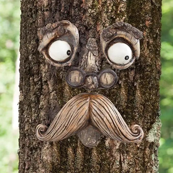 Bits and Pieces - 'Old Man' Tree Hugger - Yard Decorations - Whimsical Tree Sculpture - Garden Decoration - Garden Peeker Yard Art by GreenHaven Gardens