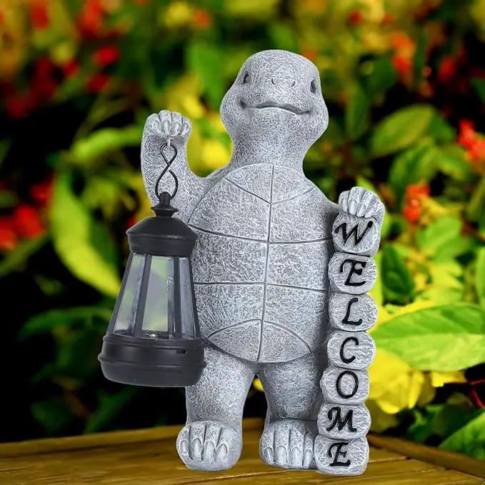 Turtle Solar Lights Outdoor Garden,Outdoor Solar Lights for Yard Decorations,Lantern Garden Decoration,Garden Decor,Turtle Garden Welcome Plaque Statue,-Unique Housewarming Gifts by GreenHaven Gardens