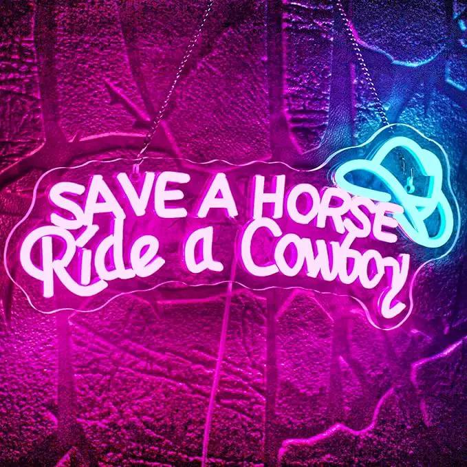 WLHOPE Save A Horse Ride A Cowboy Neon Sign Adjustable Brightness Led Sign,Neon Signs for Wall Decor,Connectivity Via USB Licked Neon Light for Bedroom Home Bar Club Hotel Party Decor by GreenHaven Gardens