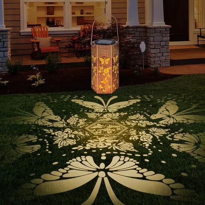 2 Pack Butterfly Solar Lanterns Outdoor Waterproof - Birthday Gifts for Women, Mom, Butterflies Solar Lights Outdoor Hanging Garden Decor for Outside, Patio, Outdoor, Yard, Lawn, Balcony by GreenHaven Gardens