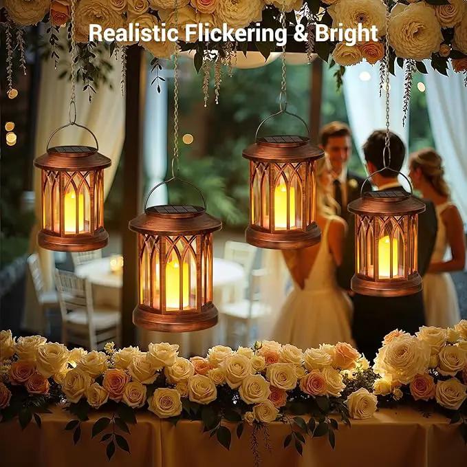 KOOPER 4 Pack Solar Lantern Outdoor Lights, Hanging Solar Lanterns Outdoor Decorative, Lanterns LED Flickering Flameless Candle Mission Lights for Yard Table Garden Decor by GreenHaven Gardens