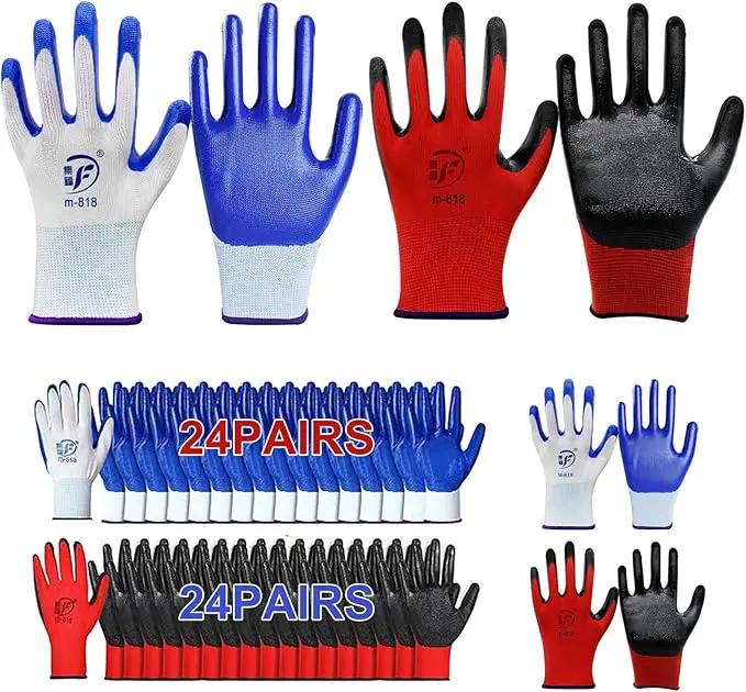 48 Pairs Garden Gloves for Women Men Breathable Rubber Coated Yard Safety Work Thorn Proof Work Gloves by GreenHaven Gardens