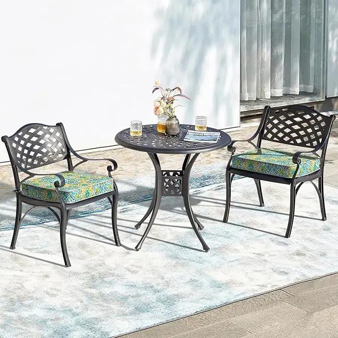 LVTXIII Patio Chair Cushions 22"x22"x3", Water-Repellent Outdoor Seat Cushions for Patio Furniture, Square Chair Pads with Ties for Home Garden Decoration, Set of 2, Damask Green by GreenHaven Gardens