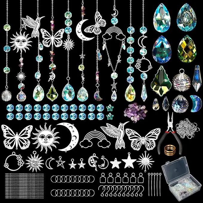 10 Set DIY Suncatcher Making Kits,Crystal Suncatcher Prism Hanging Kit with Hooks/Chain Rainbow Maker,Make Your Own Decorative Hanging Suncatcher for Adults Wedding Windows Home Garden by GreenHaven Gardens