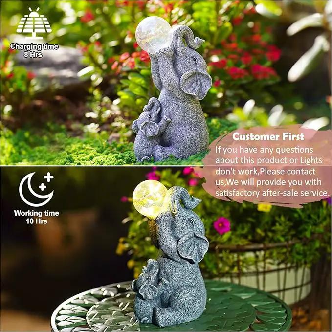 Solar Elephants Outdoor Garden Statues: Outside Decor with Lights Clearance for Yard Art Lawn Ornaments Porch Patio Balcony Home House - Birthday Gifts for Grandma Mom Women by GreenHaven Gardens