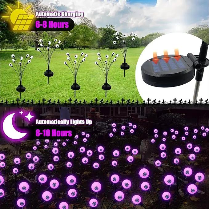 Halloween Decorations Outdoor Solar Scary Eyeball Lights, 4-Pack 32LED Halloween Decor Solar Garden Lights, Waterproof Halloween Yard Decorations Swaying Halloween Pathway Lights for Patio Lawn Party by GreenHaven Gardens