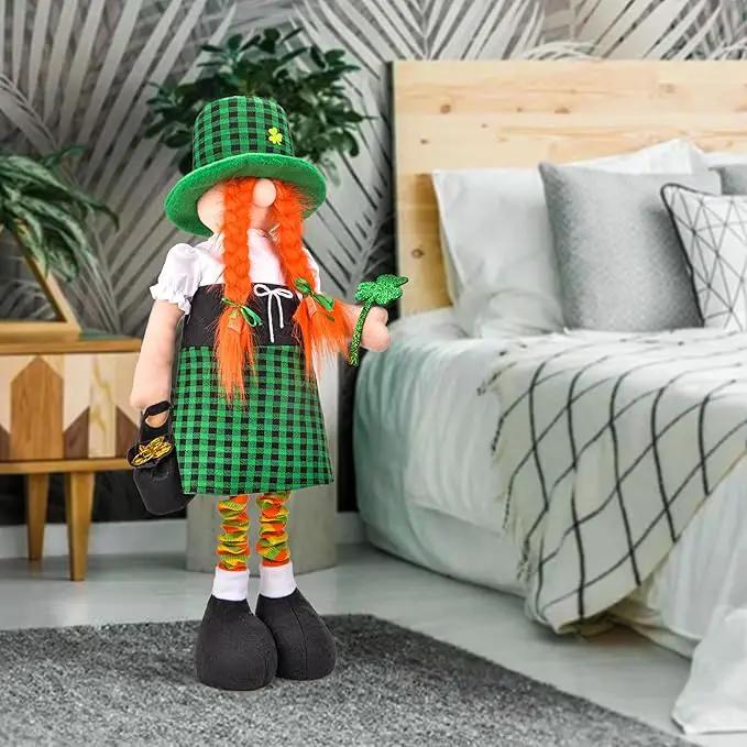 Large St Patricks Day Gnome Plush Decorations Outdoor, Cute Standing Saint Patricks Day Gnomes Gift Decor with Retractable Spring Legs, Placed Outside Yard/Porch/Garden/Indoor/Home/Office by GreenHaven Gardens