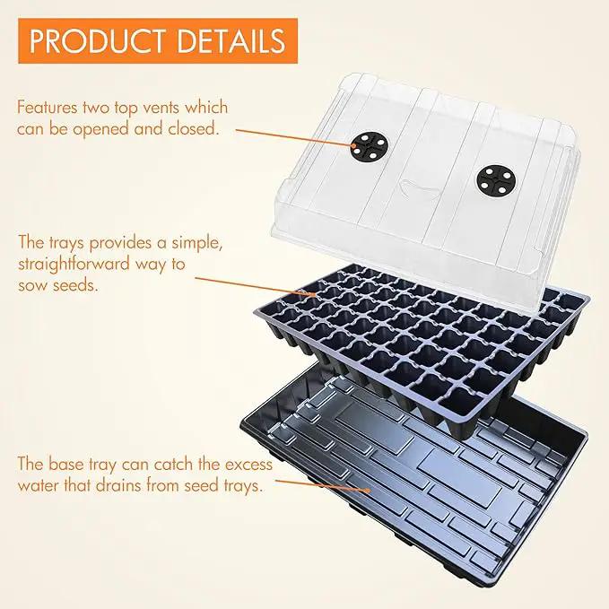 Gardzen Seed Starter Tray, 5 Pack Smiling Face Plant Germination Trays with Total 350-Cell, Seed Starter Kit with Humidity Vented Domes and Bases for Starting Vegetable Flower Herb Seeds 18" x 14" by GreenHaven Gardens