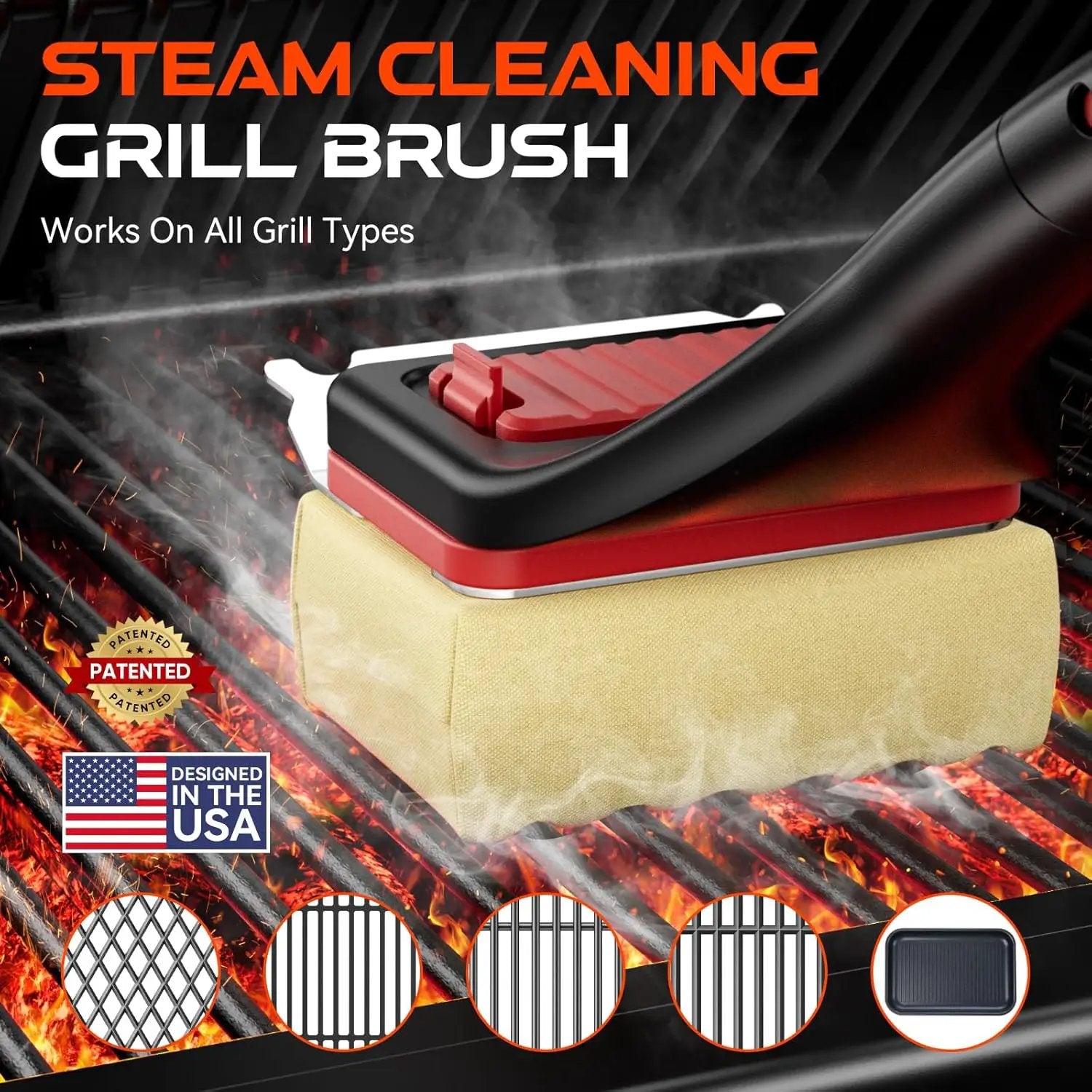 Grill Brush Bristle-Free Steam Cleaning, BBQ Brush Replaceable Heat-Resistant Kevlar Head with Grill Scraper Safe Barbecue Grill Cleaner by GreenHaven Gardens