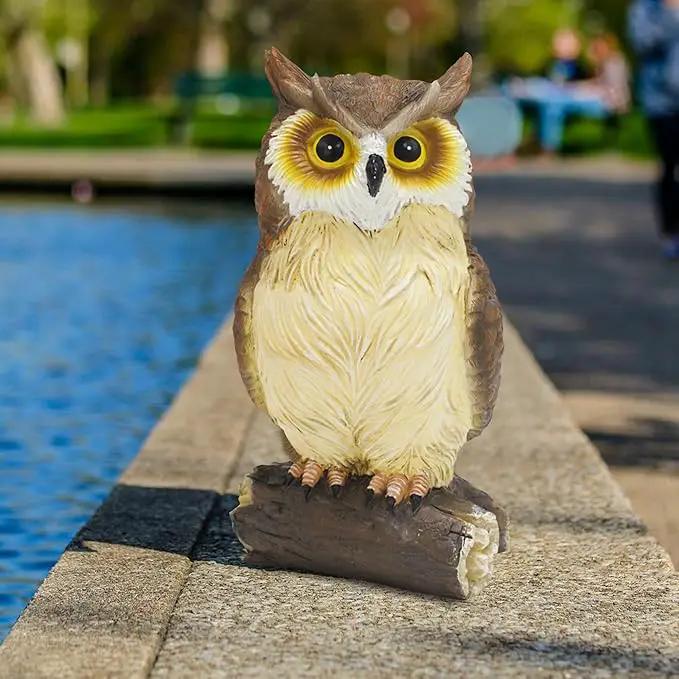 Outdoor Resin Owl Garden Statues, Figurine Sculpture-Owl Perched on Branch, Owl Decoration for Porch, Patio, Lawn, Yard, Whimsical Owl Table Bookshelf Ornament Accessories, Garden by GreenHaven Gardens