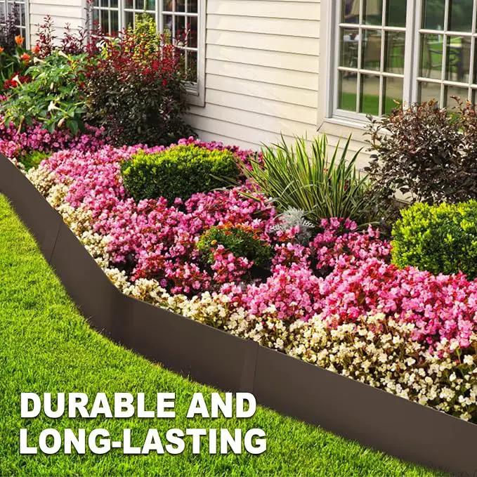 40" L x 6" H Metal Landscape Edging, Heavy Duty Galvanized Steel Garden Edging,6 Pack Steel Landscape Edging with Clips for Lawn, Flower Bed, Yard (Brown) by GreenHaven Gardens