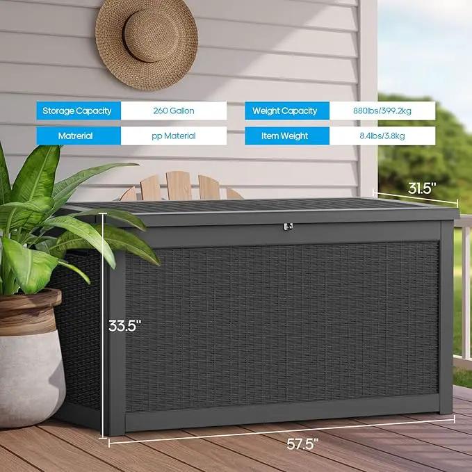 260 Gallon Outdoor Storage Box – Waterproof Deck Box for Garden & Patio,Black by GreenHaven Gardens