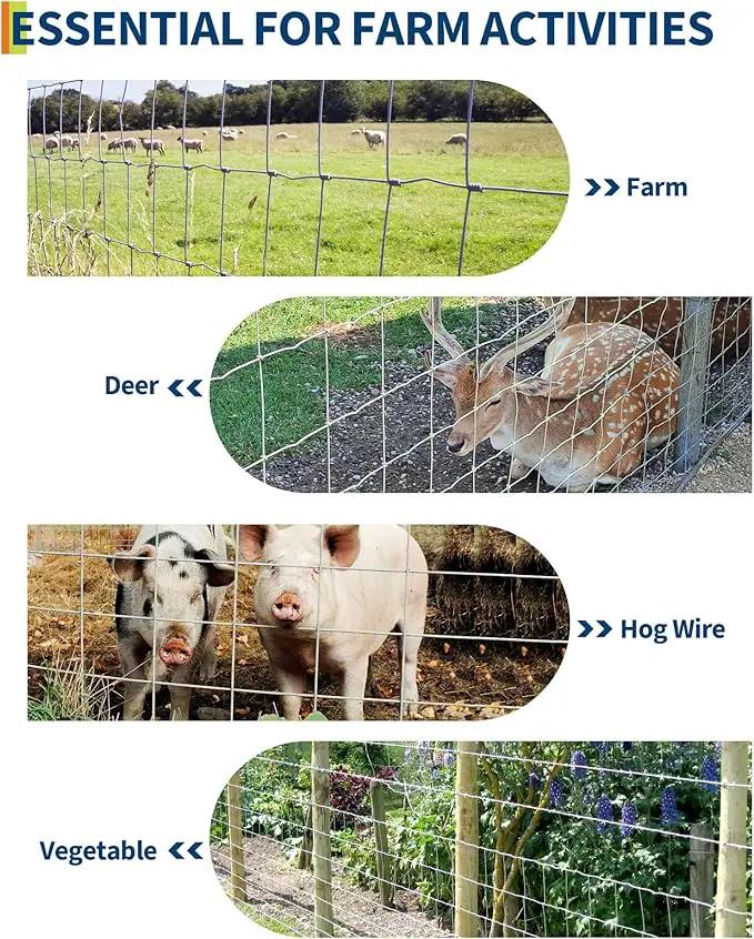 9GA Thickened Heavy Duty Cattle Farm Fence, 4ft x 328ft Galvanized Goat Deer Fence, Heavy Zinc Coating Hog Wire Fencing for Farm Livestock Animals Protection by GreenHaven Gardens