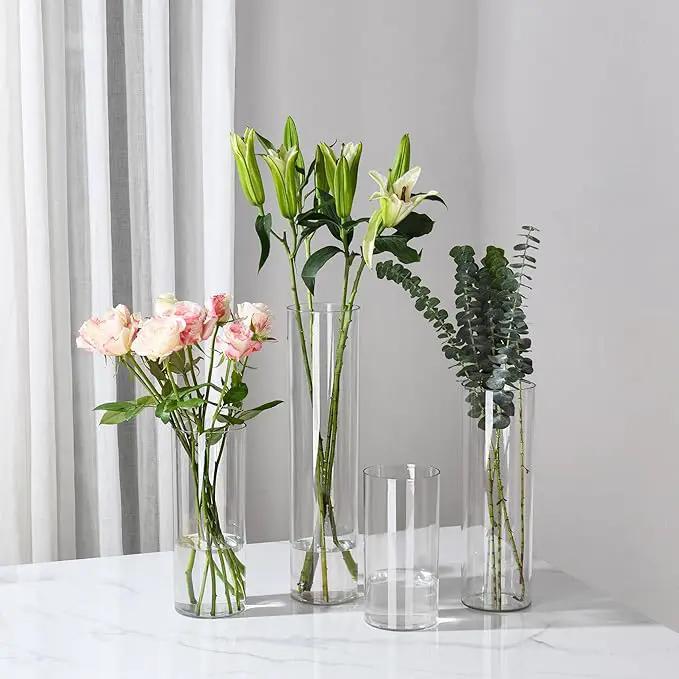 Clear Flower Vase, Non-breakable Vases, 6" W x 16" H, Acrylic Vase, Aesthetic Room Decor Cylindrical Modern Flower Vases for Table Centerpiece, Home Decor, Women Floral Arrangement Gift by GreenHaven Gardens