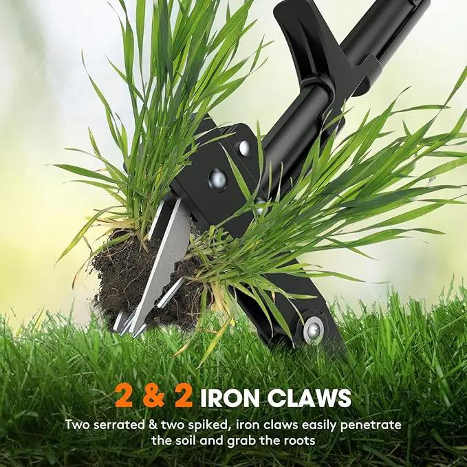 4-Claw Weed Puller Tool, 42" Stand Up Gardening Hand Weeding Tool, Upgraded Iron Claw Garden Weeder with D-Handle, Root Weeder Tool with Weed-Eject Design - Standing up Mowing is Easier by GreenHaven Gardens