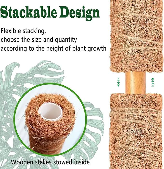 4 Pack 22 Inch Moss Poles, Stackable Moss Pole for Plants Monstera, 70 Inch Tall Moss Poles for Climbing Plants Indoor, Coir Totem Plant Support Stakes Stand for Potted Plants, Pothos by GreenHaven Gardens
