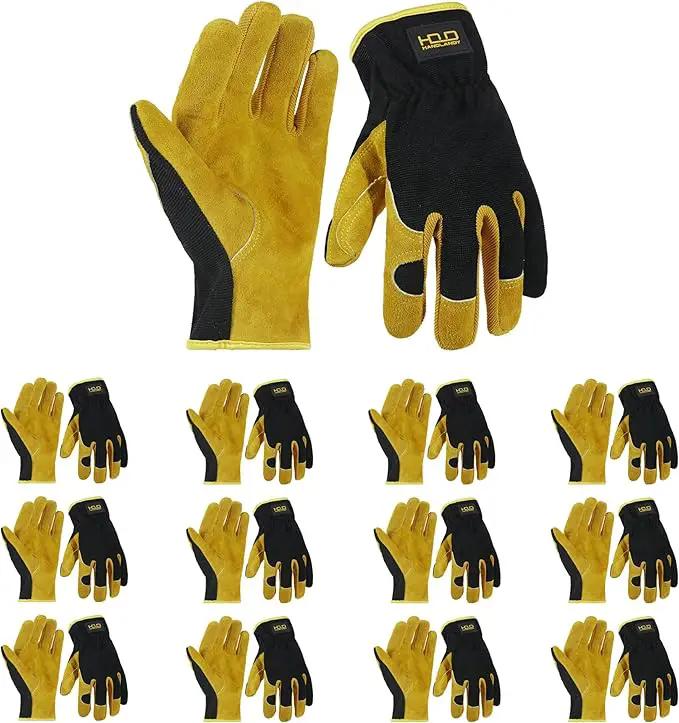 HANDLANDY Leather Work Gloves for Men & Women, Reinforced Durable Garden Gloves, Cowhide Working Glove for Gardening by GreenHaven Gardens