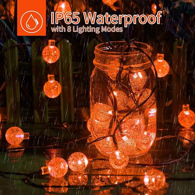 Solar Halloween String Lights Outdoor 60 LED 36 Feet Crystal Globe String Lights with 8 Lighting Modes, Waterproof Solar Powered Patio Lights for Garden Yard Porch Decor (Orange) by GreenHaven Gardens