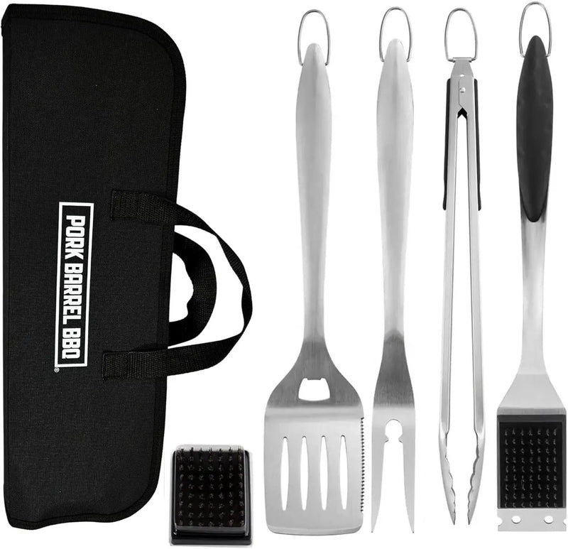 Pork Barrel BBQ Tool Set Grill Kit - Premium Stainless Steel BBQ Grill Accessories, Grilling Tools & BBQ Accessories for Outdoor Grill - Perfect BBQ Tools and Grilling Gifts for Men by GreenHaven Gardens