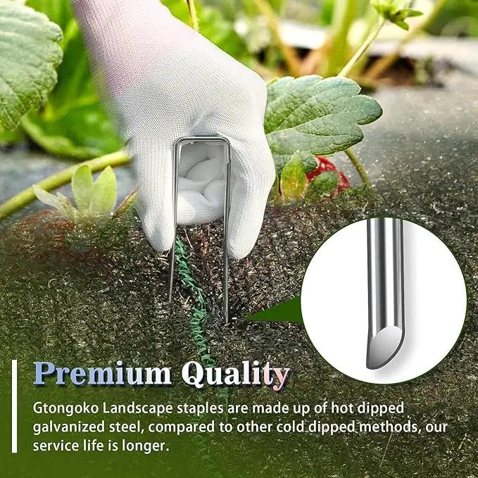 Gtongoko 120 Pack Galvanized Landscape Staples Garden Stakes Plant Cover Stakes 6 Inch 11 Gauge Lawn Staples Fence Stakes Ground Stakes for Landscaping Securing Weed Barrier Fabric by GreenHaven Gardens