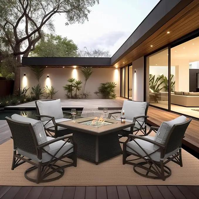 42" Outdoor Fire Pit Table for Patio, Propane Fire Pit Coffee Table with Square Base Patio Heater, CSA Certified, 50,000 BTU Stainless Steel Burner by GreenHaven Gardens