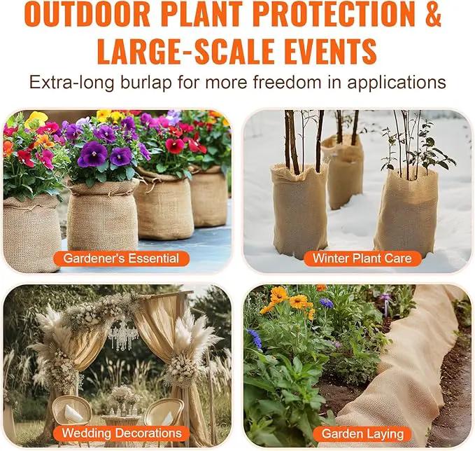 VEVOR Burlap Fabric Roll, 40” x 30 ft High Density Natural Jute Fiber Material for Outdoor Plant Care, Tree Wrap Roll, Decor, DIY Crafts, Wedding, Garden Weed Barrier, Plant & Tree Winter Covering by GreenHaven Gardens