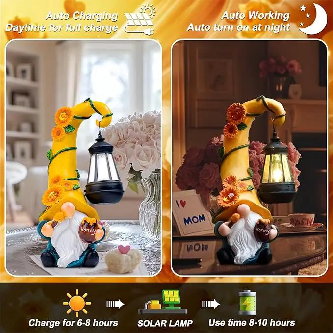 Twinbling12 Solar Sunflower Gnome Garden Statues Honey Bee jar Decor with LED Lantern Outdoor Summer Gnomes Decorations Patio Yard Balcony Art Gifts for Women Mom Grandma by GreenHaven Gardens