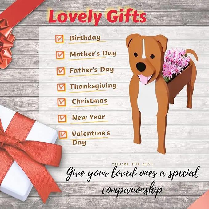Staffordshire Bull Dog Planter Plant Pots,Cute Garden Dog Flower Planter,Dog Planters Birthday Gifts for Women,Office,Indoor/Outdoor Decor（9.45in*5.79 * 13.39in） by GreenHaven Gardens