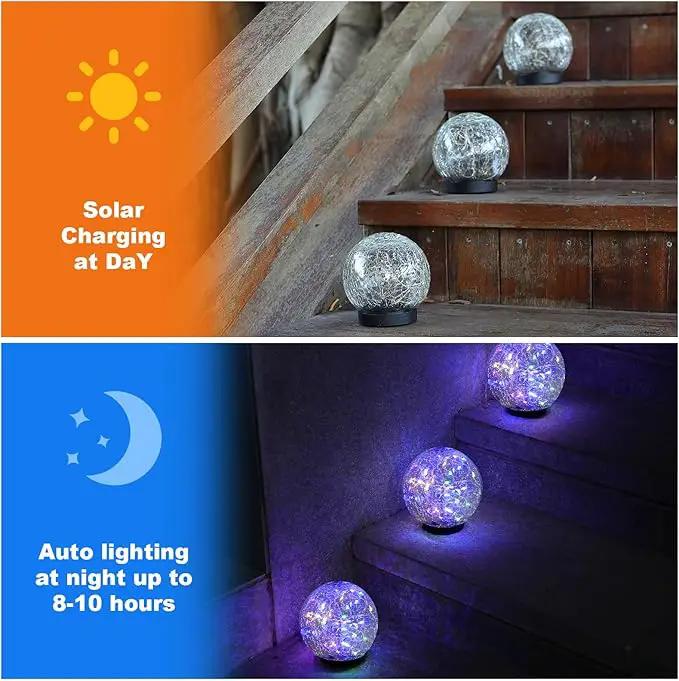Solar Globe Lights Outdoor Waterproof-Solar Balls-Solar Garden Lights-Solar Orbs for Outside 4 Pack Cracked Glass Ball for Lawn Patio Yard Backyard Decorations, DS-XBQ-1-1-1 by GreenHaven Gardens
