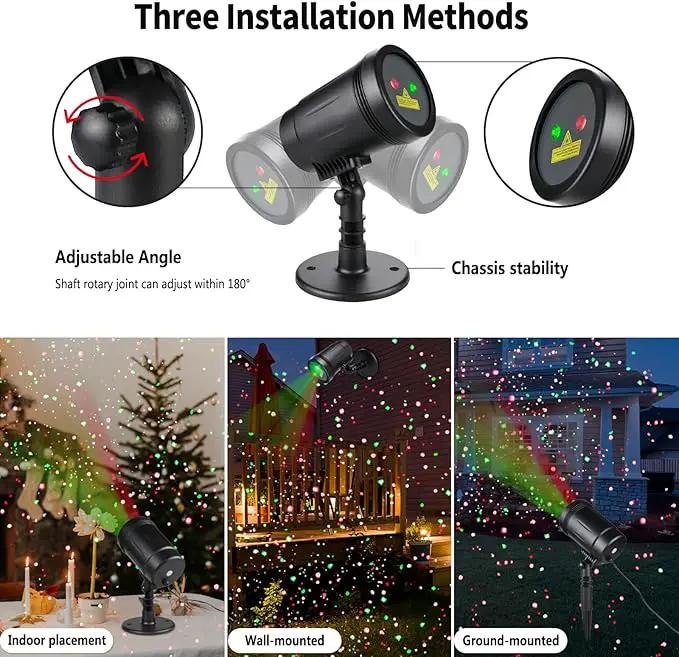 Outdoor Garden Laser Light Projector, Christmas Laser Lights with Red and Green Star Show, Waterproof Holiday Laser Light Landscape Spotlight, Suitable for Outdoor Garden, Home, Decoration, Party by GreenHaven Gardens