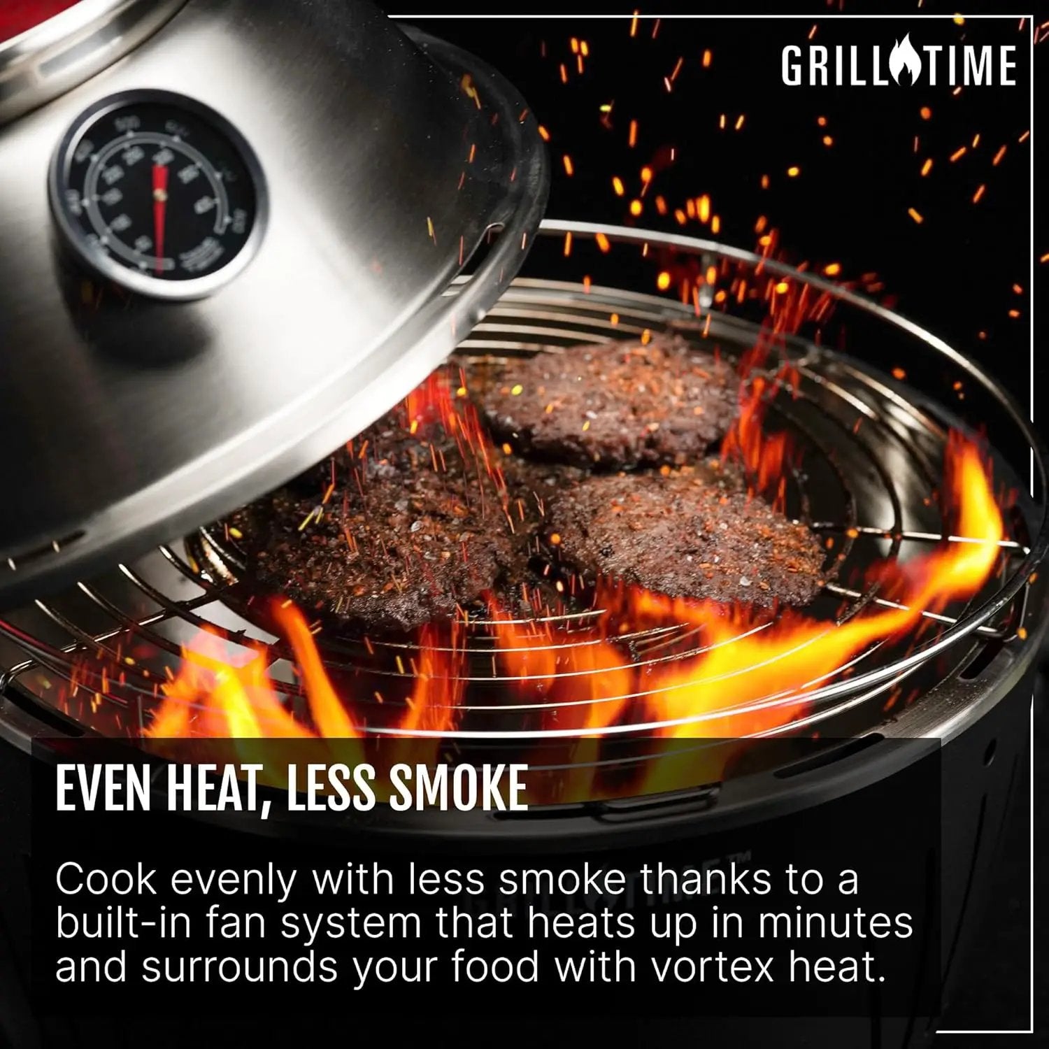 GrillTime Tailgater GT Hood Combo 13 Inch - Portable Charcoal Grill with Hood, Small Tabletop Grill for Tailgate Parties, Camping, Beach BBQ Red by GreenHaven Gardens