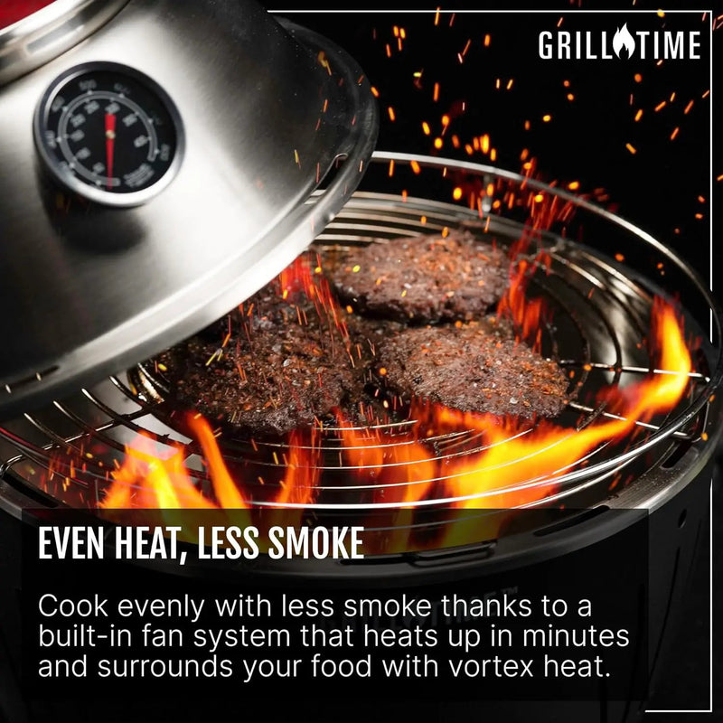 GrillTime Tailgater GT Hood Combo 13 Inch - Portable Charcoal Grill with Hood, Small Tabletop Grill for Tailgate Parties, Camping, Beach BBQ Red by GreenHaven Gardens