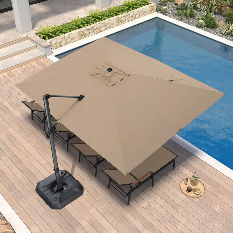 PURPLE LEAF 9' X 11.5' Patio Umbrella Outdoor Cantilever Rectangle Umbrella Aluminum Offset Umbrella with 360-degree Rotation for Garden Deck Pool Patio Taupe by GreenHaven Gardens