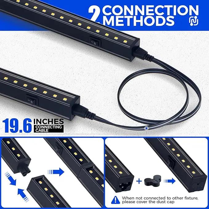 Barrina T5 Grow Lights for Indoor Plants, 2FT 5000K Full Spectrum LED Grow Light with Black Cover, T5 Grow Light Strip, Under Cabinet Plant Light with Switch Cord, Linkable, Plug and Play, 4 Packs by GreenHaven Gardens