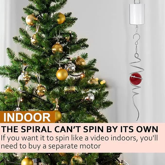 Gazing Ball Spiral Tail Wind Spinner,Decorative Wind Spinner 11inch Tail and 2 inch Glass Orb. Indoor Outdoor Wind Spinner Tail Sun Catcher Garden Decoration-13 inch Height(red) by GreenHaven Gardens