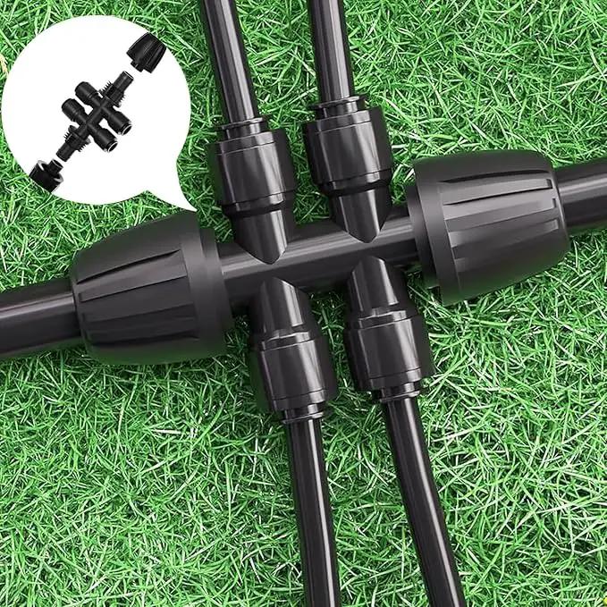 4pcs 1/2'' to 1/4'' Barbed Tee Quick Connector Push-to-Fit 6 Way Drip Irrigation Fittings by GreenHaven Gardens