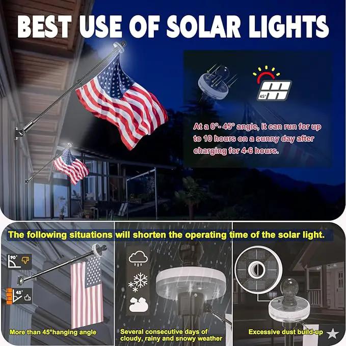 ZMTECH 6FT Flag Pole Kit with Solar Light and Proud American Flag, Adjustable Bracket and Upgraded Tangle-Free Ring 1" Stainless Steel Flagpole for Day and Night, Residential, Commercial, Black by GreenHaven Gardens