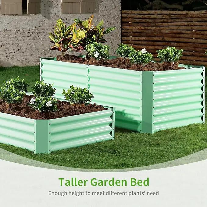 Land Guard 8x4x2ft Galvanized Raised Garden Bed, Planter Boxes Outdoor, Raised Garden Beds Outdoor for Vegetables, Flowers, Herbs, 479 Gallons, Lime Green… by GreenHaven Gardens