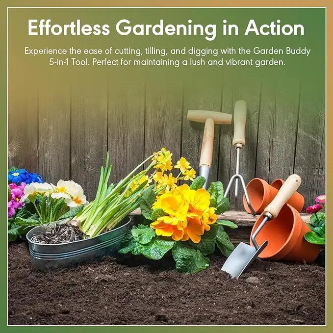 Garden Tool - Yard Tool - Lawn Care - Unique Design - Multifunctional - Hand Garden Tool - Cutting, Tilling, Digging, Weeding, Edging, Uprooting, Loosening Soil - All-in-oneTool Set - Stainless Steel by GreenHaven Gardens