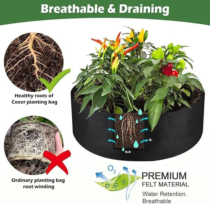 LBTING 2Pcs 50 Gallon Plant Grow Bags, Fabric Raised Planting Bed Heavy Duty Non-Woven Fabric Planter Pots for Garden Vegetables Flowers by GreenHaven Gardens