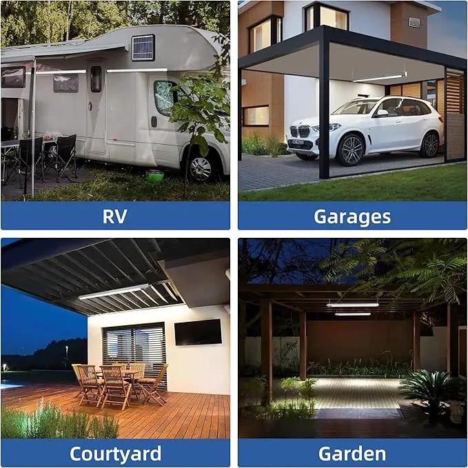 hykolity Solar Powered Shop Light with Motion Sensor, 3FT 17W (100-Watt Equivalent),Integrated LED IP65 Waterproof Outdoor Motion Sensor Shop Light for Garage, Barn, House - 2 Pack by GreenHaven Gardens